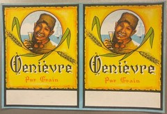Very Rare Antique Double Uncut Genievre Pur Grain Liquor Alcohol Label 1920s