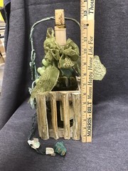 Wine Bottle Light / Nightlight / metal and wood basket Black Mountain Vineyard