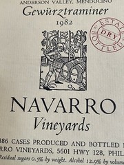 Old & Rare 1982 Navarro Wine Label Mendocino County Perfect Condition