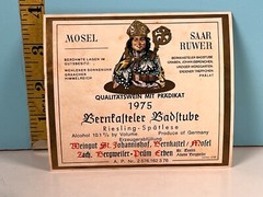 1975 Bernkasteler Badstube Riesling Alcohol Wine Label