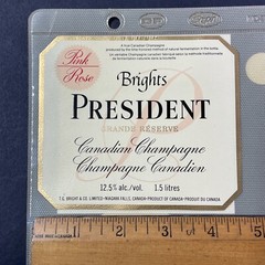 Vintage Brights Winery President Pink Champagne UNUSED Paper Label Q160