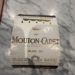 Vtg label Bordeaux France BARON PHILIPPE ROTHSCHILD MOUTON CADET 1975 Blanc SFC