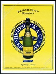2001 Heidsieck Monopole Blue Top Champagne bottle photo BIG vintage print ad