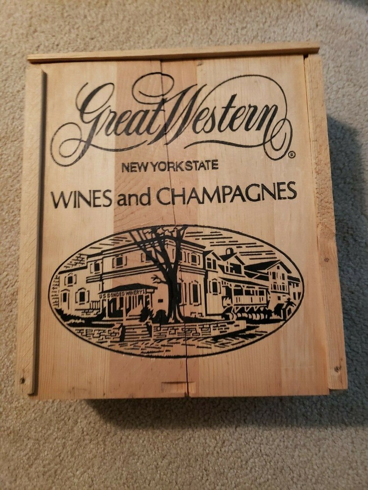 Vintage Antique Great Western New York State Wines Wine & Champagnes WOOD BOX