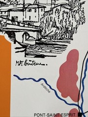 Vintage Cotes Du Rhône 1970s Travel Poster Wine Region Of France Map By Pouiteau