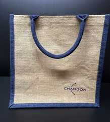 Domaine Chandon Sparkling Wine Tan & Navy Jute Tote Shopping Bag – Brand New