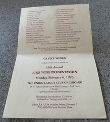 Vintage 1995 LOUIS GLUNZ Wines ad from the presentation at the UNION LEAGUE CLUB