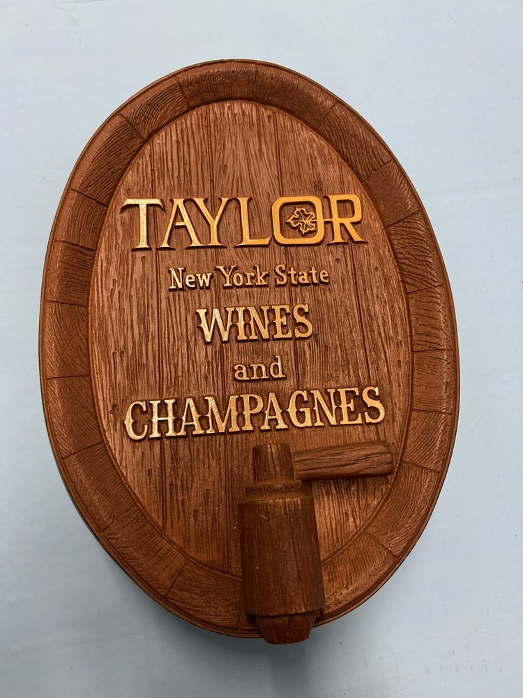 TAYLOR New York State Wines and Champagne 3D Barrel Bar Sign Hanging Vintage