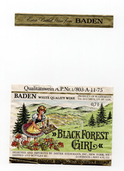 Vintage – Baden Black Forest Girl Wine Label – XL1i