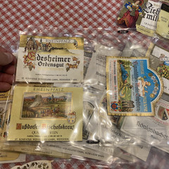 Lot of over 60 Vintage 1960-70 German French Wine Bottle Labels in Plastic