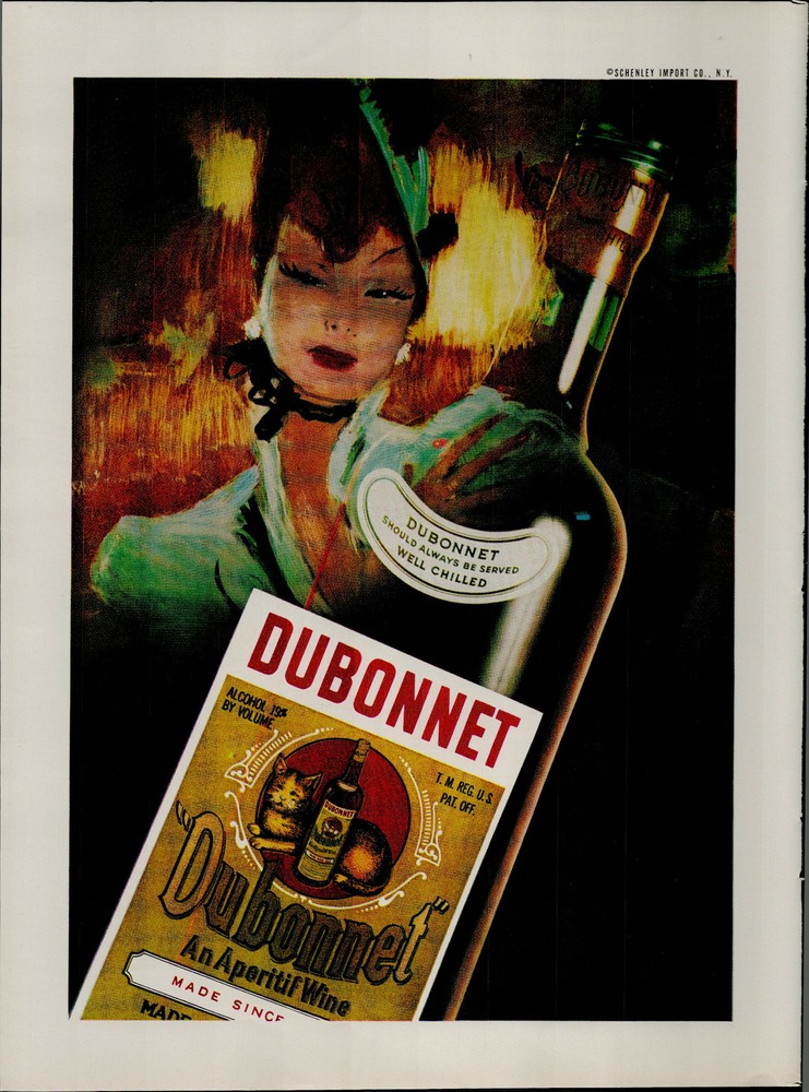 1959 Dubonnet Wine « Always Served Well Chilled » Vintage Print Ad 2089