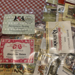 Lot of over 60 Vintage 1960-70 German French Wine Bottle Labels in Plastic