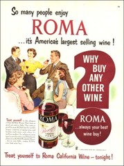 1952 vintage beverage AD ROMA California Port Wine , Fresno CA 100717