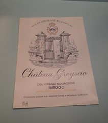 Vintage 1976 •Chateau Greysac •Cru Grand Bourgeois •Medoc •Bottle Label