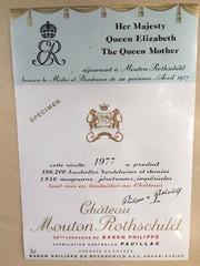 The 1977 Chateau Mouton Rothschild (Specimen) – Label: Tibute to the Queen