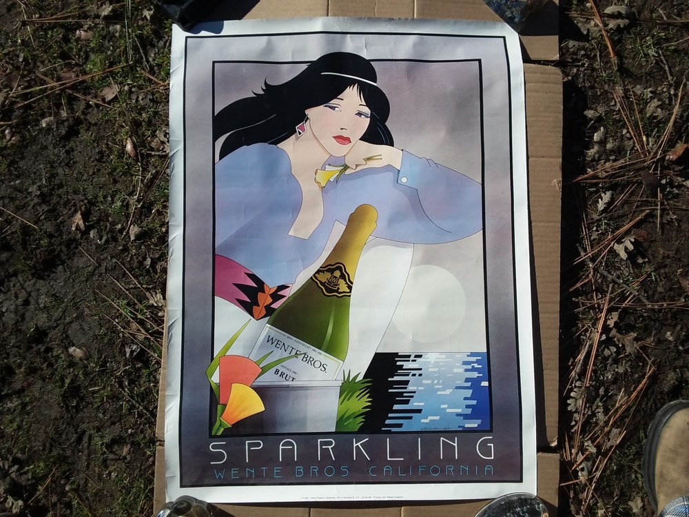 Vintage 1983 Sparkling Wente Bros California Advertise Winery Art Decor Collect