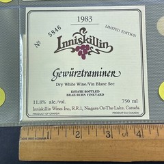 Vintage 1983 Inniskillin Winery Gewurztraminer Wine UNUSED Paper Label Q97