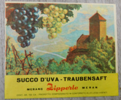 Succo D&rsquo;Uva Traubensaft Merano Zipperle Italy Meran Vintage Wine Label Winery
