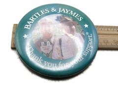 Vintage 80s Bartles & Jaymes Wine Cooler Pinback Button Frank & Ed Promo Ad Pin