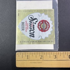 Vintage 1960 Simon Pure Spring Water Beer UNUSED Paper Label Buffalo NY Q2191