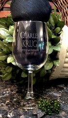 RARE Vintage CHARLES KRUG Peter Mondavi Family Wine Glass Napa Valley PRISTINE!