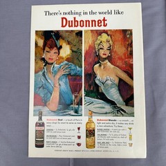 1964 Dubonnet Vintage Print Ad French Aperitif Wine Bar Decor Mid Century Art