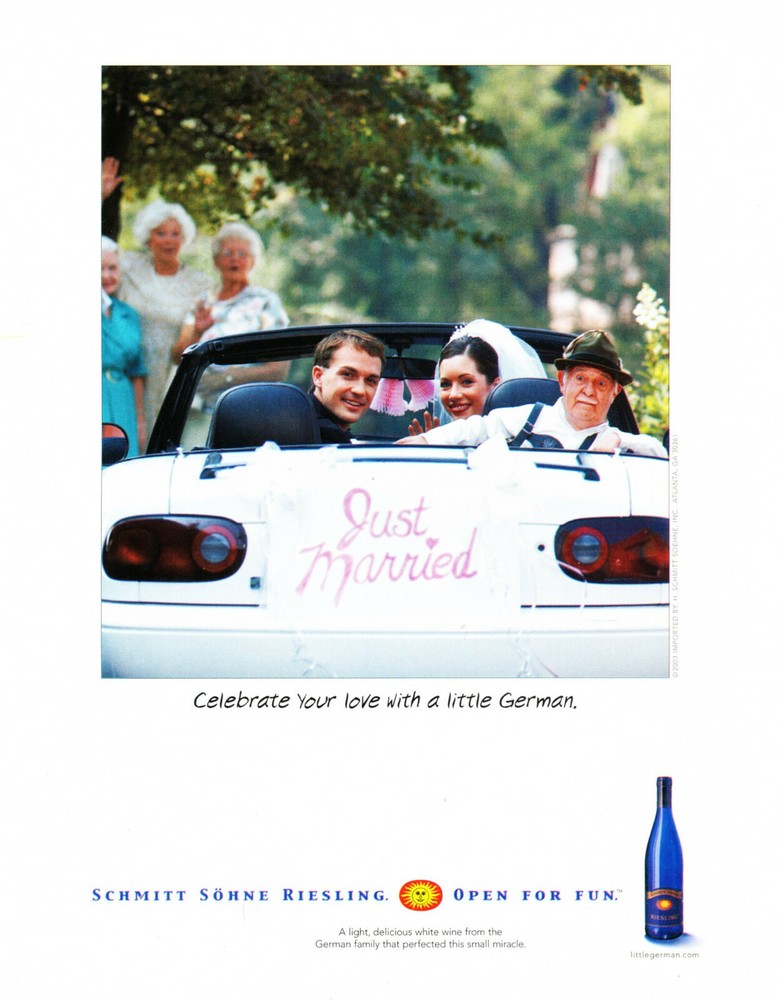 SCHMITT SOHNE WINE AD #7 RARE 2003 OOP « CELEBRATE YOUR LOVE WITH A LITTLE GERMAN