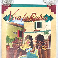 Viva La Rubia Table Wine Fun Food and Fiesta Vtg Poster 19×27 Napa Mariachis
