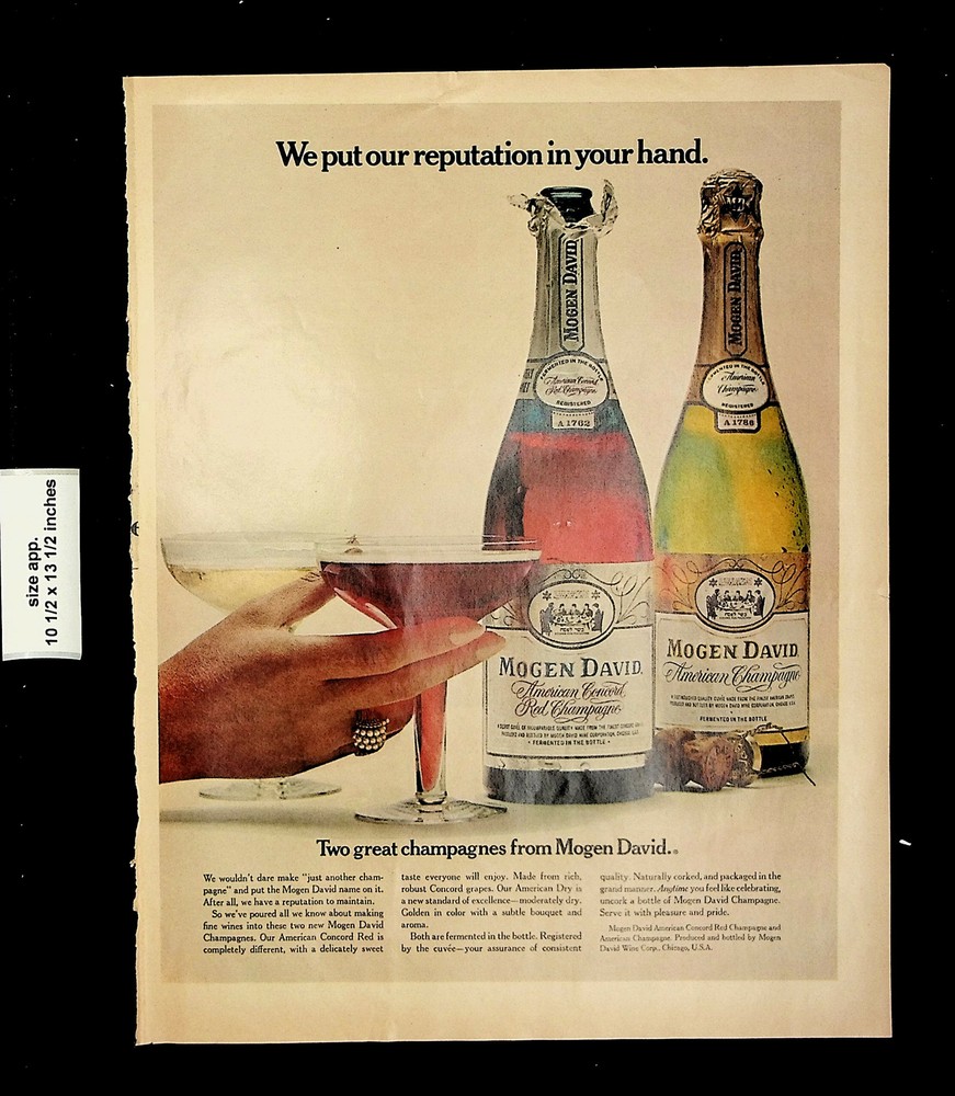 1967 Mogen David Champagne Drink Glasses Concord Red Vintage Print Ad 24396