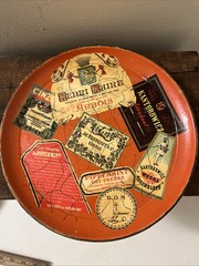 Vintage Wine Labels On A West Germany Tray 1953 Hochheimer Randersaderer