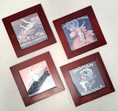 4 Wood Framed Vintage Wine Women Ad Prints Marsla Florio La Chablisienne 8×8&Prime;