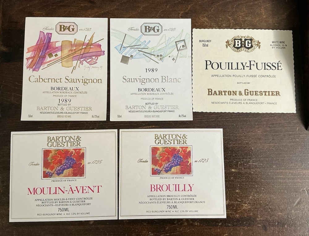 Vintage Barton & Guestier B&G French Wine Labels Lot Bordeaux Pouilly Fuisse NOS