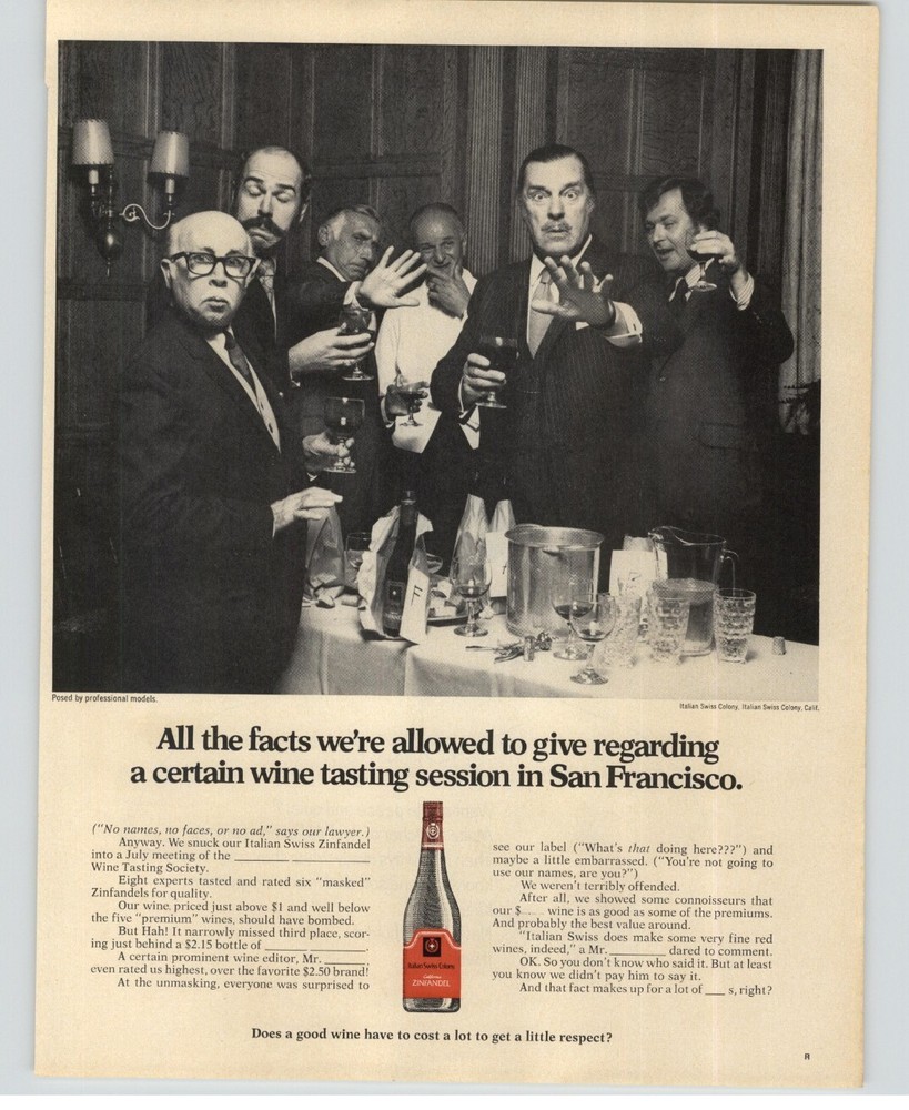 1971 Italian Swiss Colony California Zinfandel Vintage Ad Anonymous Wine Tasters