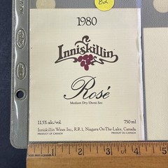 Vintage 1980 Inniskillin Winery Rose Wine UNUSED Paper Label Niagara Q82