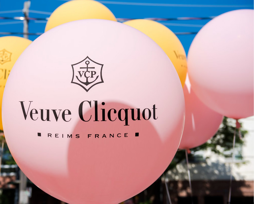 10 Veuve Clicquot Balloons Mix of Orange and Pink – Various Size Sets