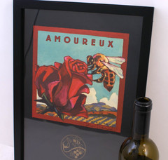LASSETER FAMILY WINERY AMOUREUX WINE BOTTLE LABEL ART & SIGNED PRINT – ORIG