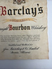 1950s-70s Barclays Bourbon Whiskey Liquor Label Original 3B-56