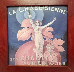 4 Wood Framed Vintage Wine Women Ad Prints Marsla Florio La Chablisienne 8×8&Prime;