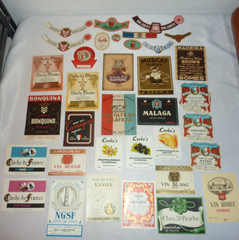 Huge Lot of 72 Antique Vintage Mixed European USA Wine Spirits Labels