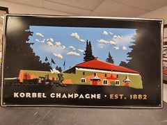 2007 Korbel California Champagne 1882 Metal Tin Advertising Sign Bar