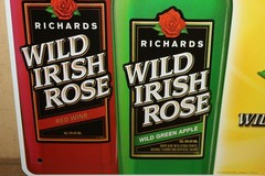 Vintage Richards Wild Irish Rose Grape Wine 18&Prime;x18&Prime; Embossed Metal Sign NICE