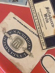 Vintage Wine Labels On A West Germany Tray 1953 Hochheimer Randersaderer