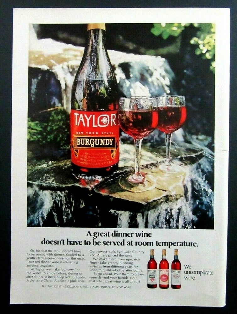 1971 TAYLOR WINE COMPANY Magazine Ad – New York State Burgundy
