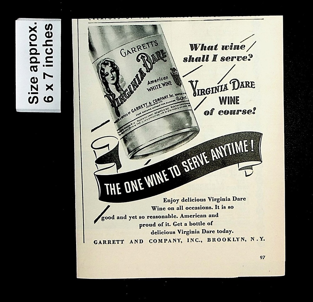 1944 Virginia Dare Wine American White Garrett & Co. Vintage Print Ad 35130