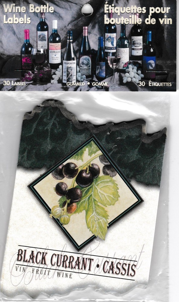 Black Currant Gummed Fruit Wine Bottle Labels Package of 30
