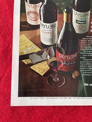 Vintage 1968 Taylor Wine Print Ad Red Dinner Wine Advertisement