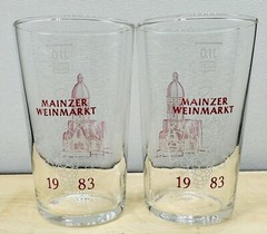 1983 Mainzer Weinmarkt Mainz Germany Wine Market Wine Sampler Shot Glass Pair