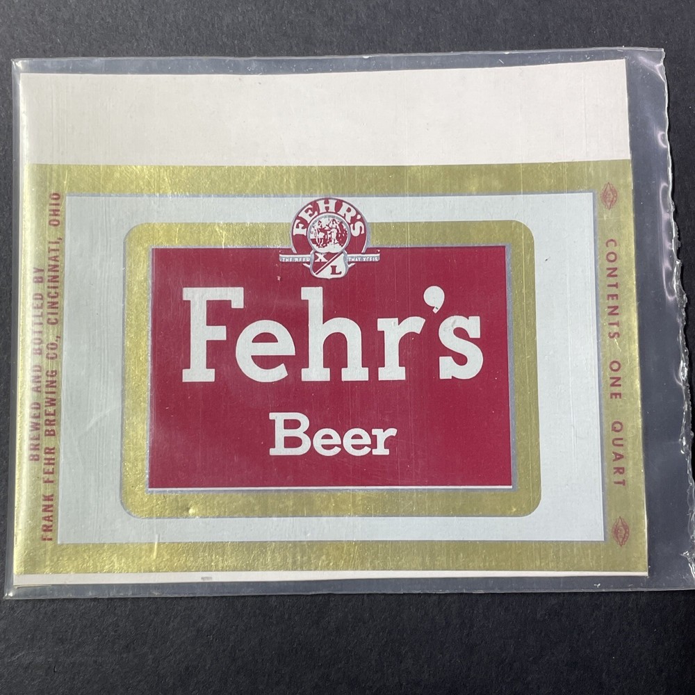 Vintage 1960s Frank Fehr&rsquo;s XL UNUSED Paper Label Cincinnati Ohio Q2061