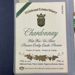 Vintage 1983 Hillebrand Estates Chardonnay Wine UNUSED Paper Label Q108