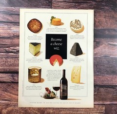1992 Sutter Home Vintage PRINT AD Specialty Cheeses Wine Pairing Alcohol